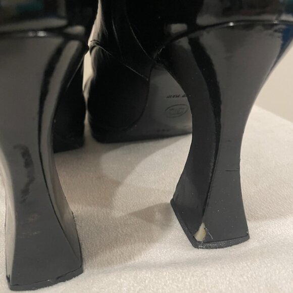 Chanel Vintage Black Patent Leather Lace Up Boots c1994 - Picture 8 of 9